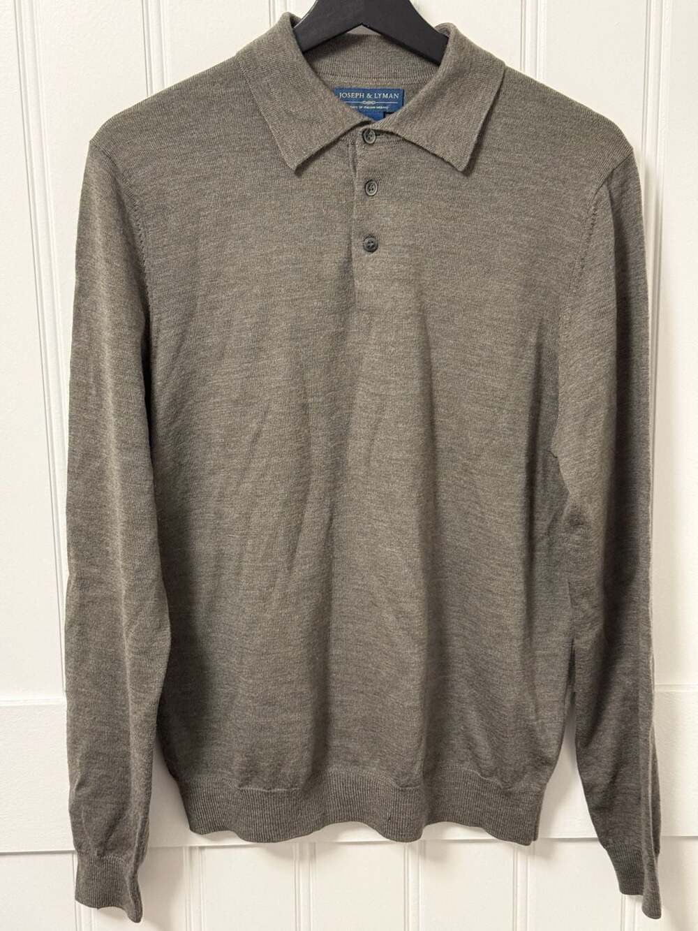 Joseph & Lyman Men's Brown 100% Merino Wool Long Sleeve Polo Sweater Size S